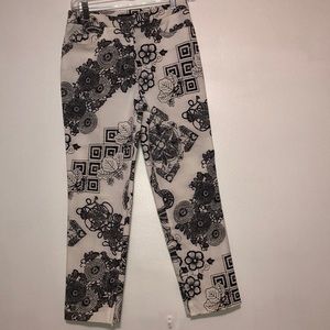 Kenzo Black & Cream Patterned Cropped Pants